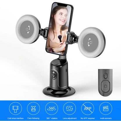 Wireless Selfie Stick Tripod with Remote Face Tracking Handheld Gimbal Stabilizer 1/4 Screw Removable Light for Camera Phone