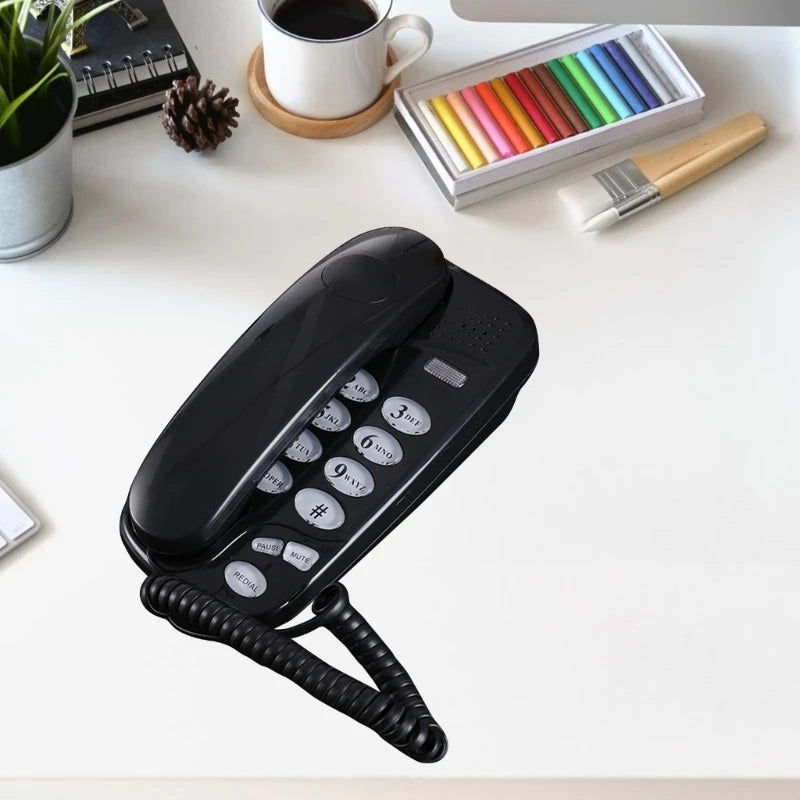 Corded Landline Telephone with Mute and Redial Functions Easy Install Wall Phone