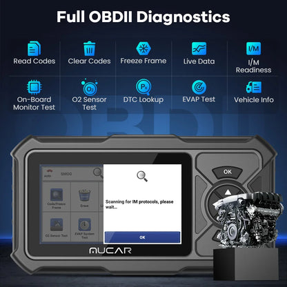 MUCAR CDE900 Pro OBD2 Diagnostic Tool Full System Diagnosis  Maintenance Bi-directional Control ABS SRS TCM ECM scanner tools