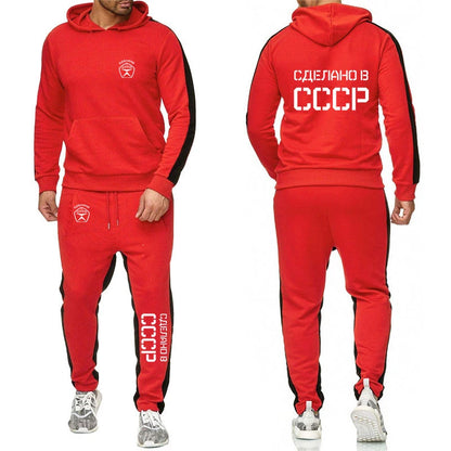 CCCP Russian Soviet USSR 2025 Men's New Sport Wear Hoodie High Quality Solid Color Long Sleeve Tracksuit+Casual Sweatpants Suit