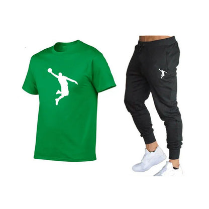 Casual Brand Men's Fitness Jogger T-Shirt and Pants Set Hip Hop Style Summer Tracksuit for Hip Hop Fashion Lovers