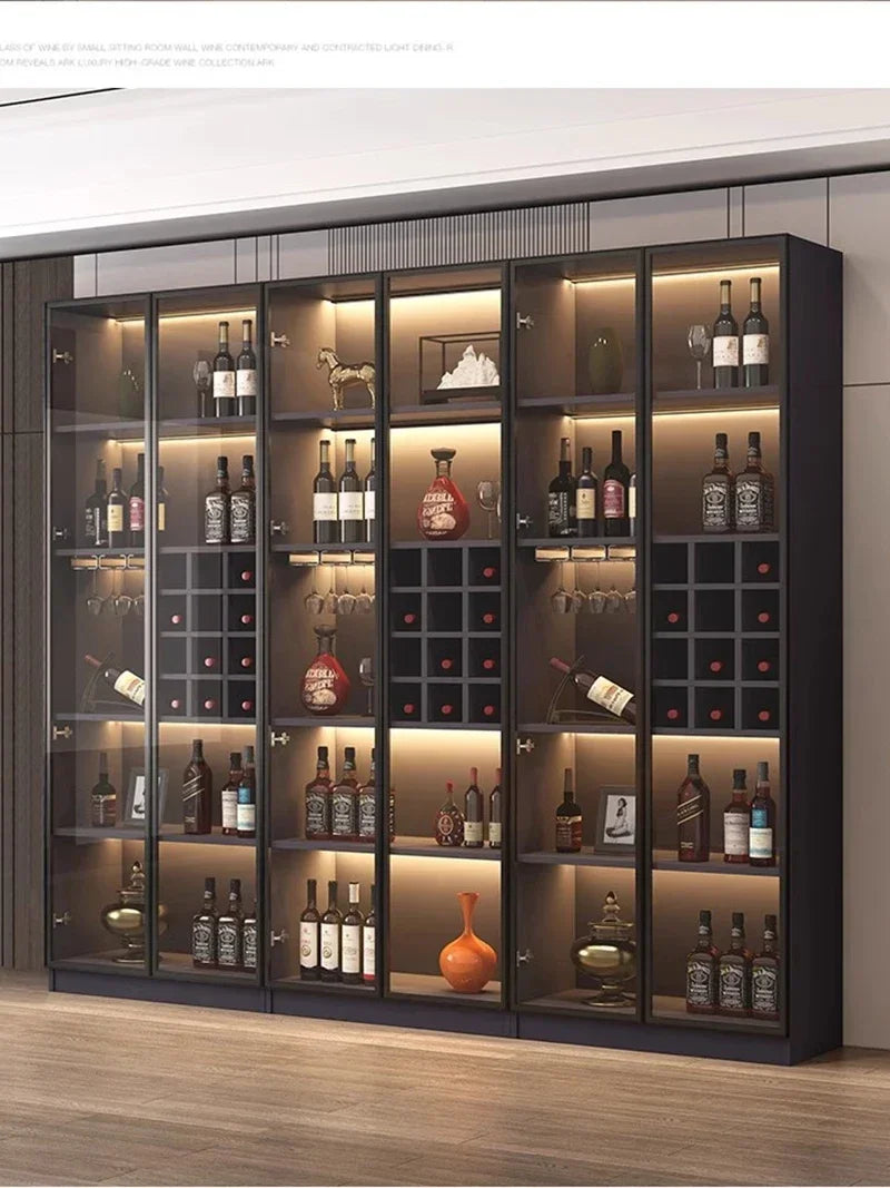 Drinks Cabinet Wine Glass Wall Movable Commercial Bar Cellar Farmhouse Liquor Beverage Craft Organization Storage Rack Column