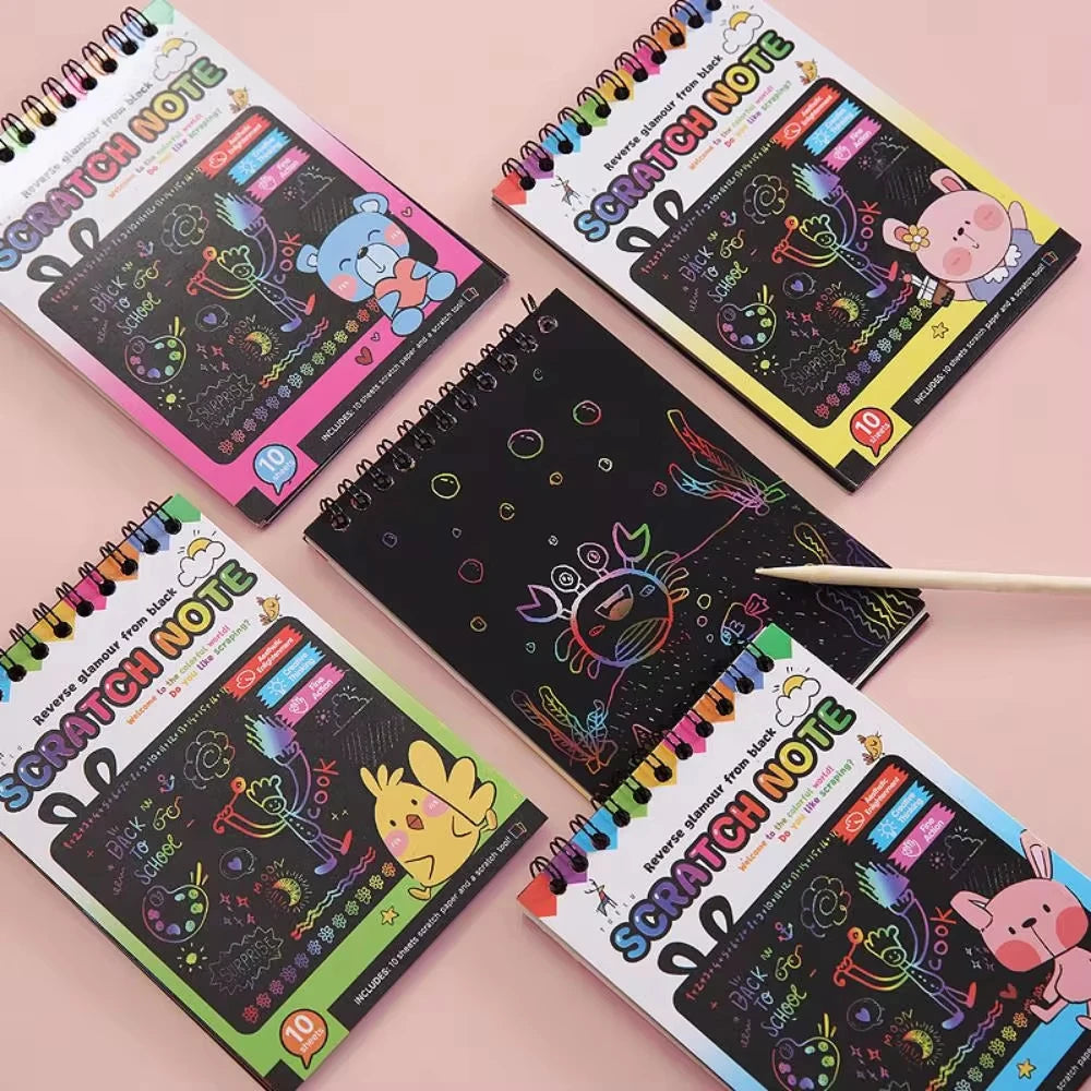 Montessori Painting Note Scratch Art Paper DIY Graffiti Book Children Magic Rainbow Scraping Drawing Notepad Educational Toys