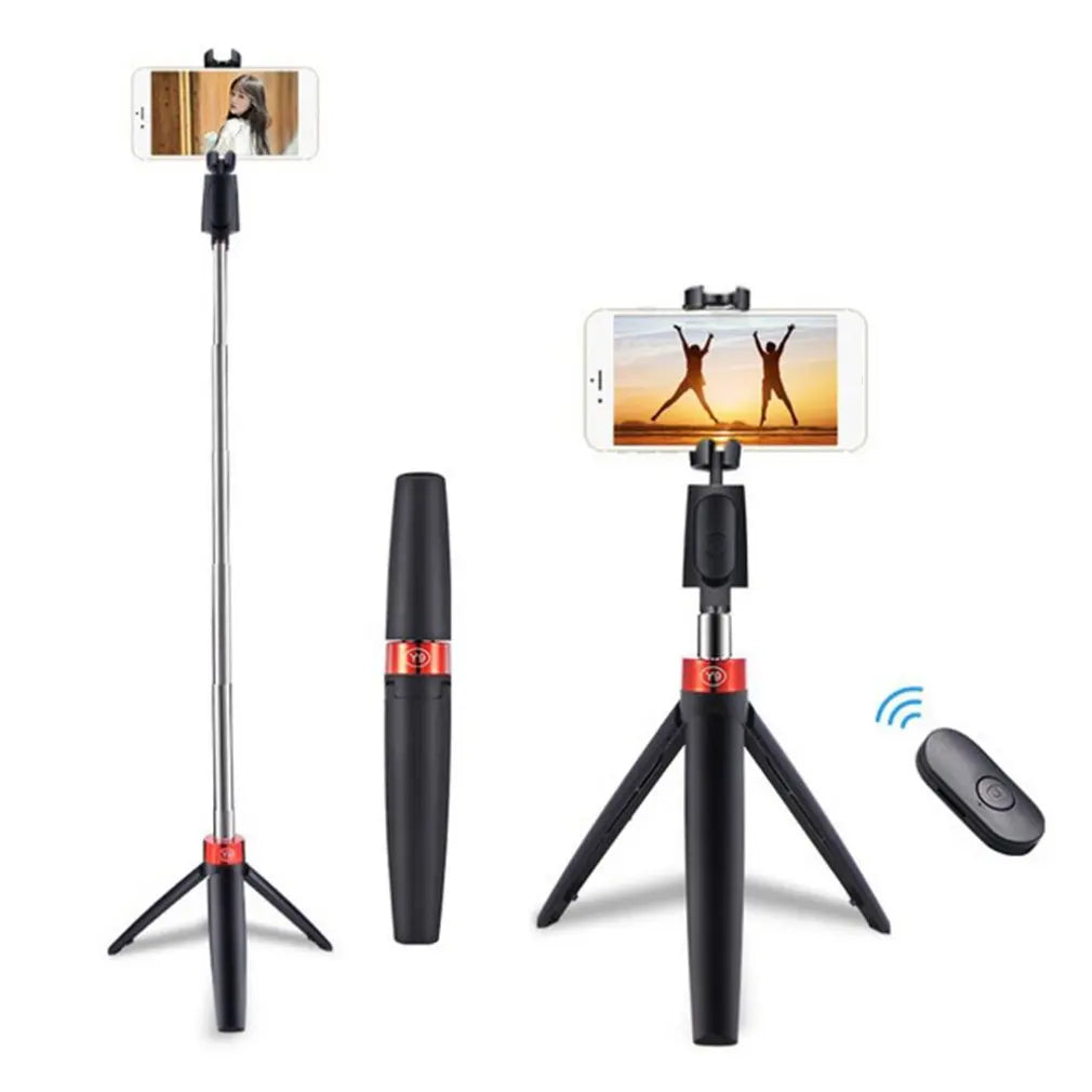 Portable Selfie Stick Phone Tripod with Wireless Remote Extendable Tripod Stand Universal 360 Rotation Live Triangle Bracket