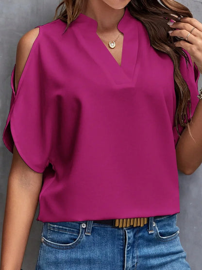 Sexy Off Shoulser Short Sleeve Tops Shirt Blouse Office Lady Spring Summer Fashion Casual Solid Tshirt For Women 2024 Female