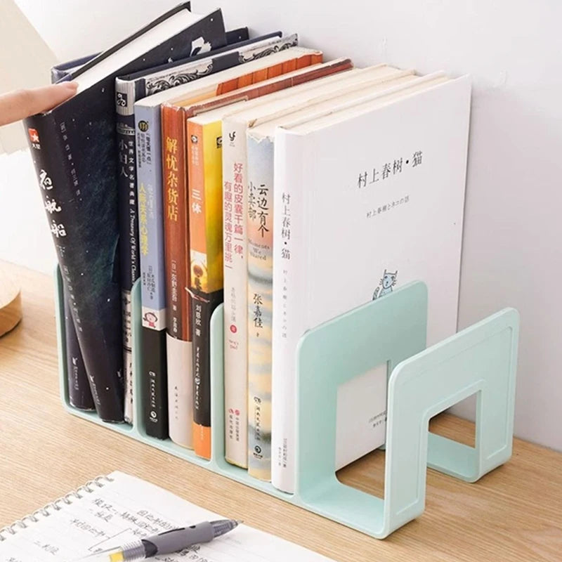 4 Grid Bookends Stand Bookshelf Desktop Decor Storage Rack Bookend Book Holder School Stationery Office Desktop File Organizer