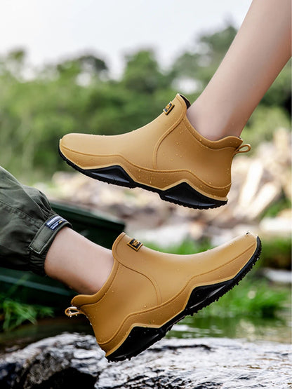 New Rain Shoes Ankle Women Waterproof Shoes Rain Boots Men Anti-slip Wear-resistant Plush Fashion Kitchen Summer Winter