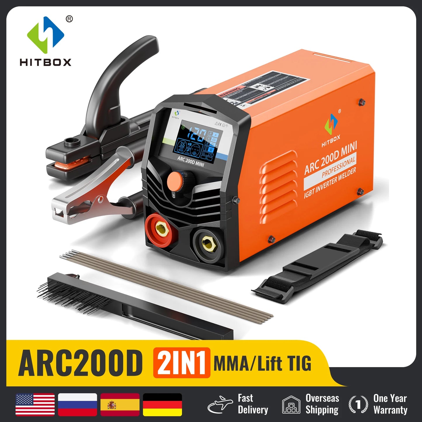 HITBOX MINI Welding Machine  2 in 1 MMA&LIFT TIG 200A LCD Digital Display Inverter Soldering Iron/Hot Start, Arc Force