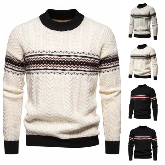 Autumn and Winter New Warm Sweaters Men's Knitted Thick Sweater Round Neck Fashionable Casual Pullover Harajuku Sweater