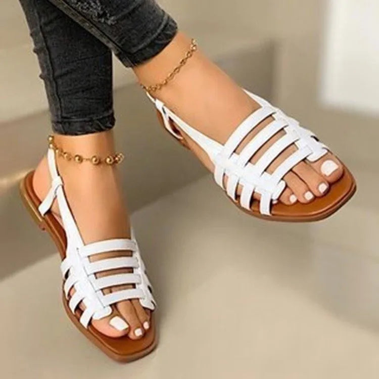 Women Sandals Woman Summer Hollow Out Roman Shoes 2024 Women's Gladiator Open Toe Beach Flats Ladies Footwear Plus Size 35-43