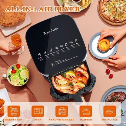 Oil Free Fryer 8 Preset Menu Manual Mode 1400W LED Touch Panel Air Fryer 4,2 Litre Capacity BPA Free Non-stick Basket Blue Color