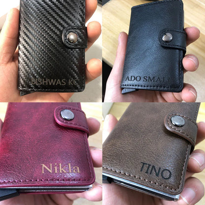 2022 Rfid Men Card Wallets Free Name Engraving Carbon Fiber Card Holder Slim Mini Wallet Small Money Bag Male Purses