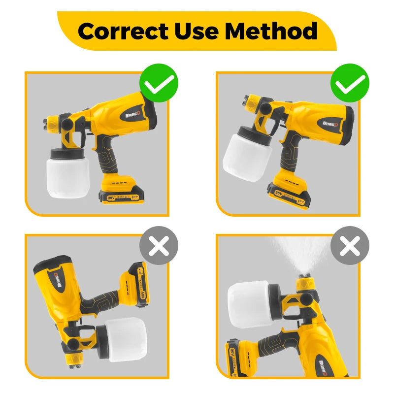 18V 800ML Electric Spray Gun Cordless Paint Sprayer High Power HVLP Electric Paint Sprayer for Painting Ceiling Walls Fence Door