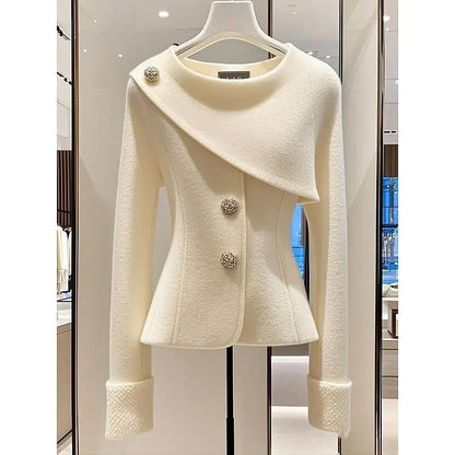 Women's Chic Jacket Overcoat Fashion Sweet Slim Single Breasted Casual Professional Coat Outwear Tops 2025 Spring Autumn