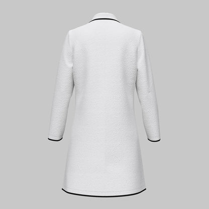 Mia Muse Women's Coat   Autumn Winter Korean Elegant Contrast Color Single Breasted Long Sleeve Lapel Casual Coats