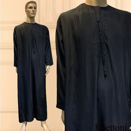 Long Sleeve Aman Abaya 1Piece Jubba Thobe For Men Kaftan Pakistan Muslim Saudi Arabia Djellaba Islam Clothing Prayer Robe Afghan