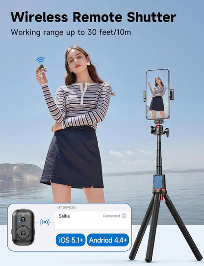 Selfieshow Flexible 360 Ball Head Portable Travel Tripod Cell Phone Stand Clip Selfie Stick Tripe for Live Streaming Vlogging