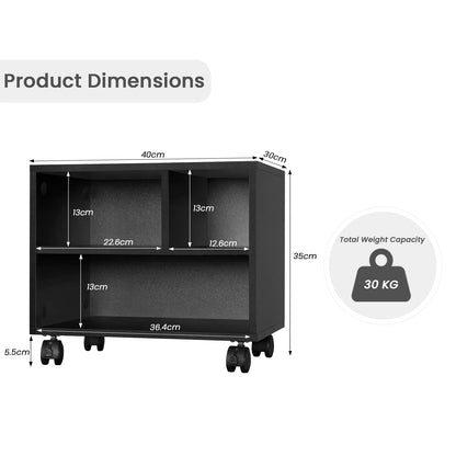 WOLTU Mobile Printer Stand 40x30x35cm Removable Trolley for Files Storage Unit with 3 Open Compartments for Office Study