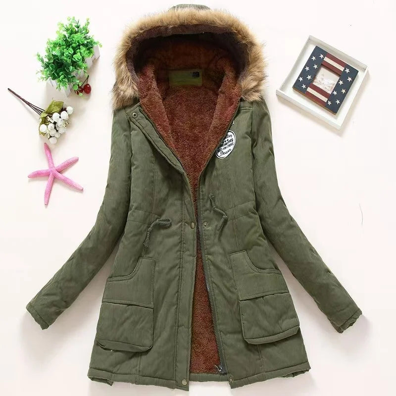 Casual All-Match Winter Jacket Women New In Coat Fleece Warm Elegant Multicolor Padded Jacket Slim Drawstring Outdoor Hooded Top