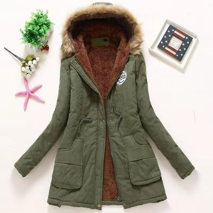 Casual All-Match Winter Jacket Women New In Coat Fleece Warm Elegant Multicolor Padded Jacket Slim Drawstring Outdoor Hooded Top