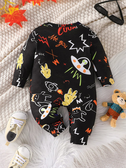 Newborn Baby Unisex Clothes 1 to 24Months Cartoon Cool Bear Tiny Button Onesies For Baby Boy Long Sleeve Infant Romper