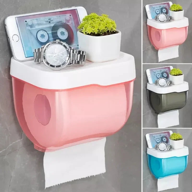 Punch-free Toilet Paper Holder Box Waterproof Storage Toilet Paper Storage Rack Paper Towel Kitchen Bathroom Storage Box