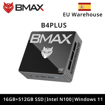 BMAX B4 Plus Mini PC Windows 11 PC Intel N100 16GB 512GB SSD 2 * HDMI 1 * Type-C Supports 4K @ 60Hz 750MHz Intel UHD Graphics