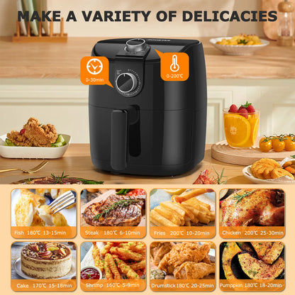 4L Oil Free Fryer 1500W Fast Air Circulation Fryer 30 Minute Timer Adjustable Temperature 80-200 ℃ Less Oil Smoke Free BPA