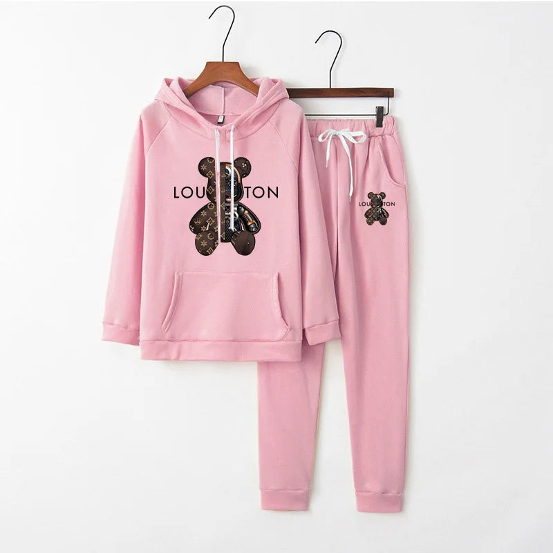 Women Luxury 2 Pcs Set Ladies Soft Hoodie Sets Vintage Female Sport Designer Hooded Sweatshirt Harajuku Y2k Trendy Tracksuit