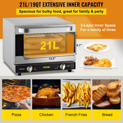 VEVOR 47L 66L Electric Oven Commercial Multifunction Countertop 3/4-Layer Baking Machine Home Toaster Pizza Convection Oven