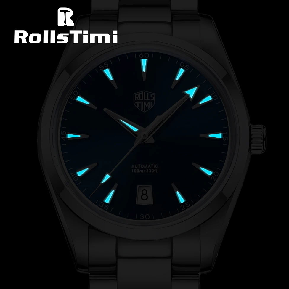 Roollstimi New Men's Mechanical Watches NH35A Luxury Automatic Watch For Men AR Coating Sapphire 10Bar BGW9 Luminous Wristwatch