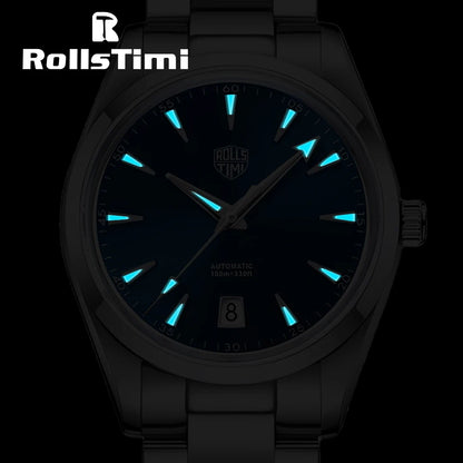 Roollstimi New Men's Mechanical Watches NH35A Luxury Automatic Watch For Men AR Coating Sapphire 10Bar BGW9 Luminous Wristwatch