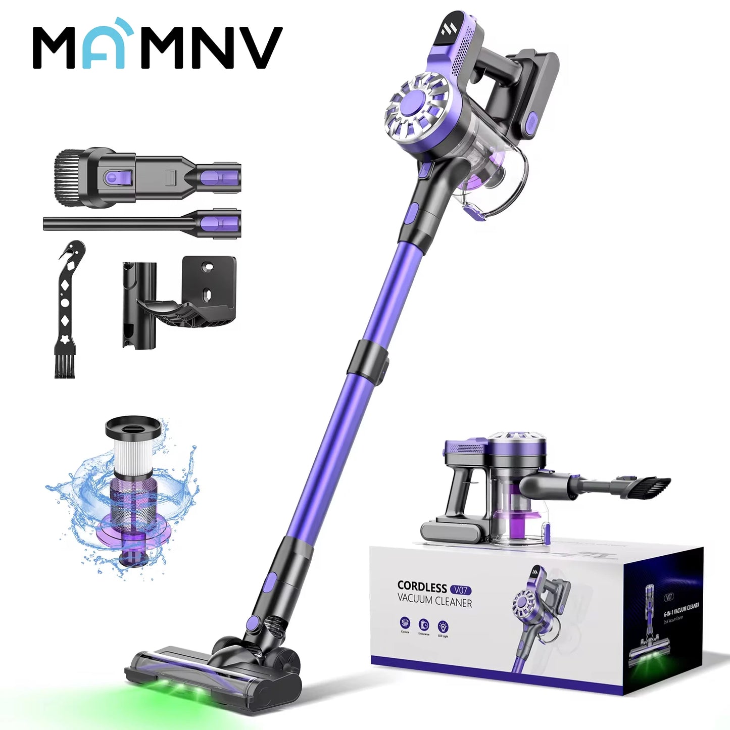 Mamnv V07 100kPA Wireless Handheld Vacuum Cleaners 180W Suction Power Cordless Stick Vaccum Cleaner For Pet Home 0.9L Dust Cup