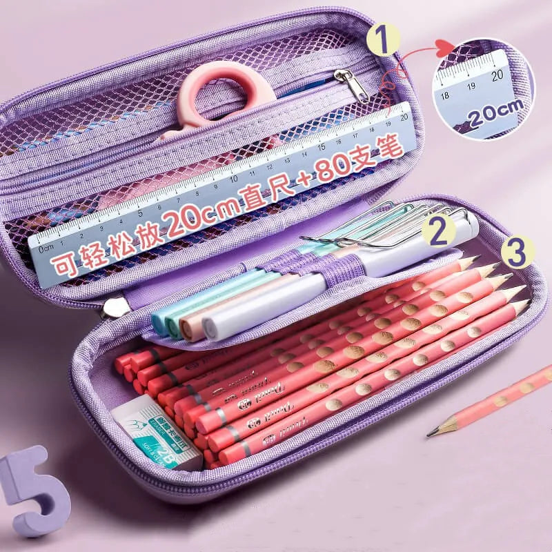 3D Unicorn cute pencil box School student stationery box Children pencil storage box Three layer large capacity pencil case gift