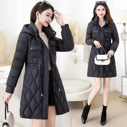 Ladies Down Cotton Jacket 2025 Medium And Long Styles Warm Lady Outerwear Slim High-End Loose Women's Winter Parka Coat