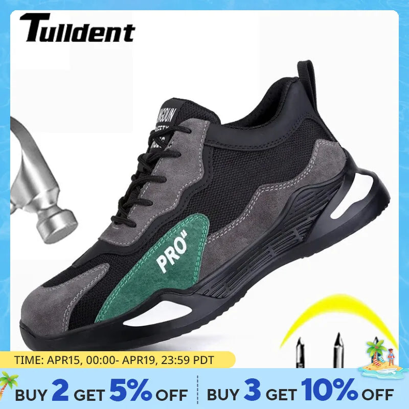 Fashion Safety Shoes Men Boots Steel Toe Shoes Men Puncture-Proof Work Sneakers Male Shoes Work Boots Indestructible Footwear