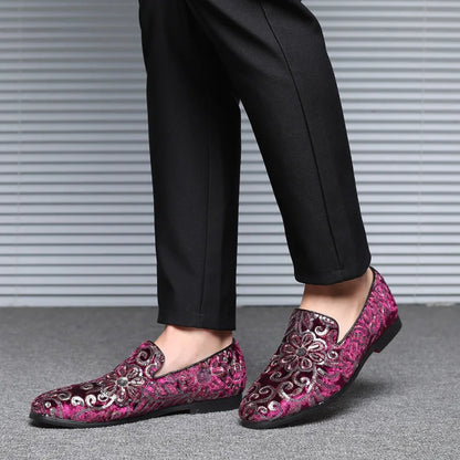 Designer Men's Dress Shoes Luxury Embroidery Men Loafers Italian Brand Wedding Shoes Fashion Party Shoes for Men Oxford Shoe New