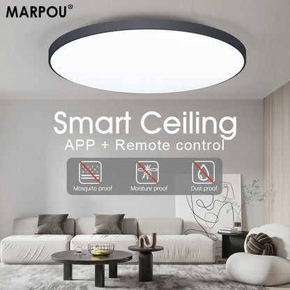 MARPOU 220V 36W 50W 80W Smart Round Ceiling Light  with bluetooth APP Remote control Waterproof ceiling light bathroom kitchen