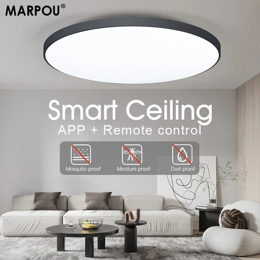 MARPOU 220V 36W 50W 80W Smart Round Ceiling Light  with bluetooth APP Remote control Waterproof ceiling light bathroom kitchen