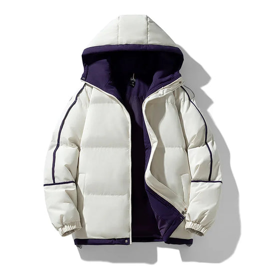 Winter New Men's Hooded Cotton Coat Trendy Loose-Fit Puffer Jacket Thickened Warm Down Cotton-Padded Jacket Casual Scene