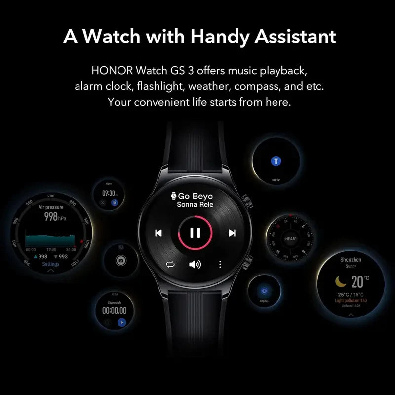 Original HONOR Watch GS 3 Smart Watch 1.43" AMOLED Screen 8 Channel Accurate Heart Rate 3D Curved Glass GPS