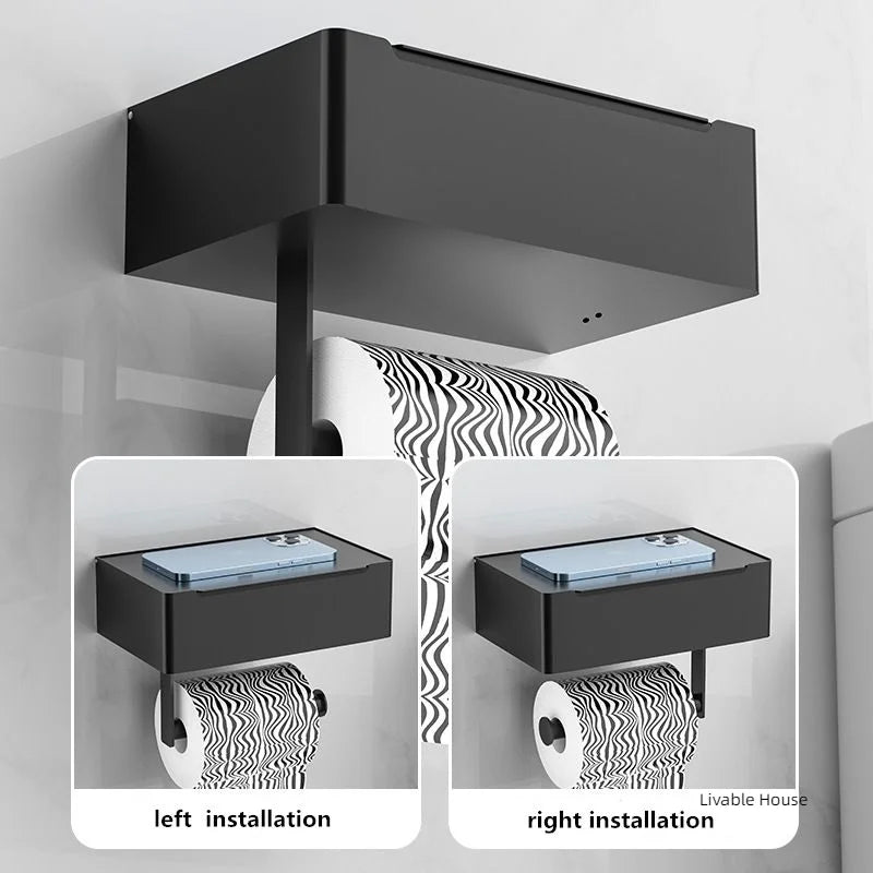 Black Roll Paper Holder with Wipes Dispenser Bathroom Storage Rack Multi-function Toilet Roll Holder Bathroom Hardware Accessori