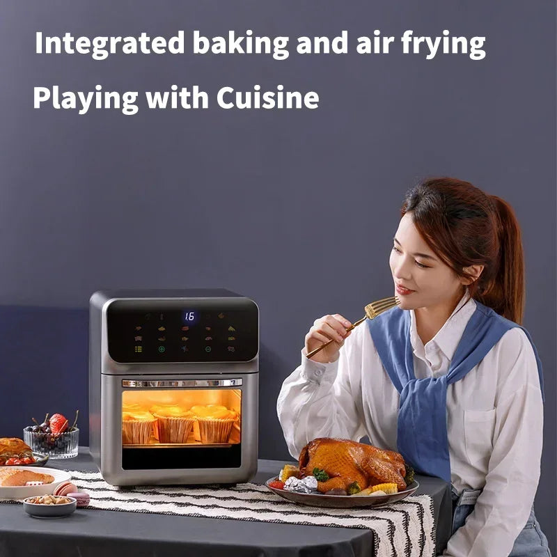 12L Electric Air Fryer Large Capacity Multi-function Convection Oven Deep Fryer Without Oil Kitchen LED Touch BPA Free 1300W