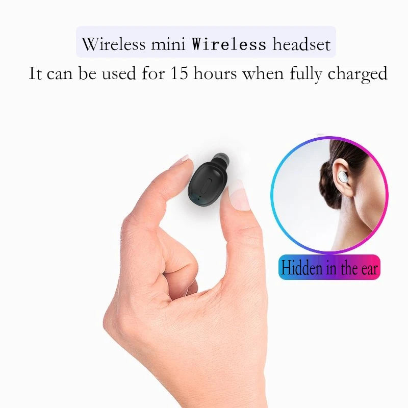 SK H02 Wireless Bluetooth Headset with Ear Clip Sport Earbuds Waterproof with Mic Hifi Music Extra Long Endurance