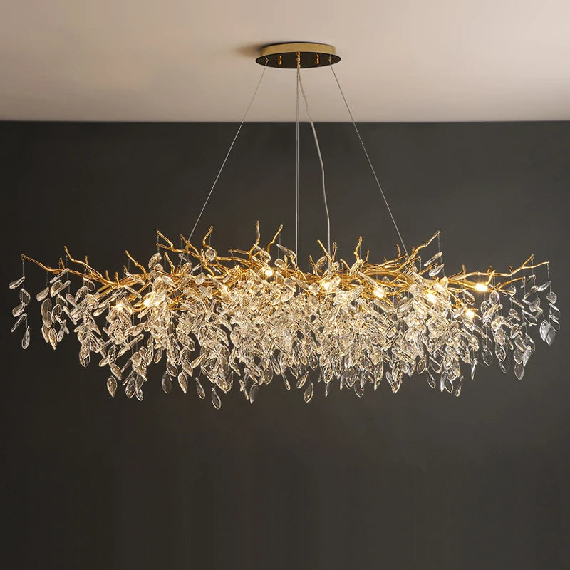 Luxury Crystal Chandeliers Home Decoration Villa Living Dining Room Ceiling Pendant Lamps Indoor Hanging Lights Lighting Fixture