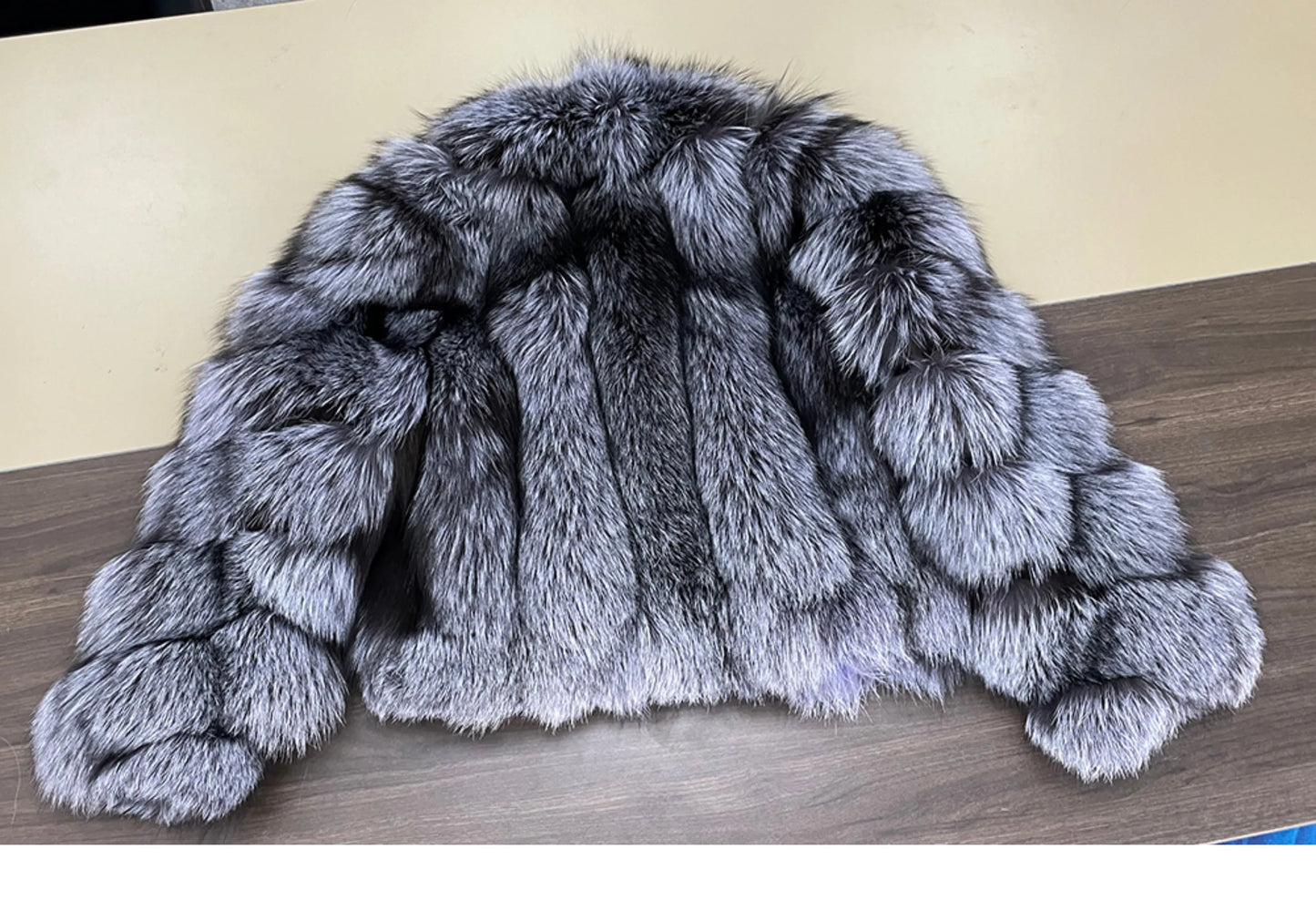 Women's Luxury Natural Fox Fur Jacket Long Turn-Down Collar Real Fox Fur Jacket Turn-down Collar Luxury