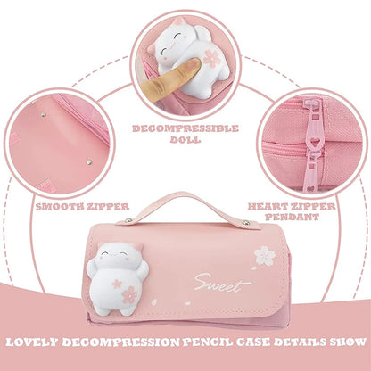 3D Kawaii Pencil Case Girls Decompression Pen Pouch Cute Waterproof School Supplies Aesthetic Organizer Box  Korean Stationery