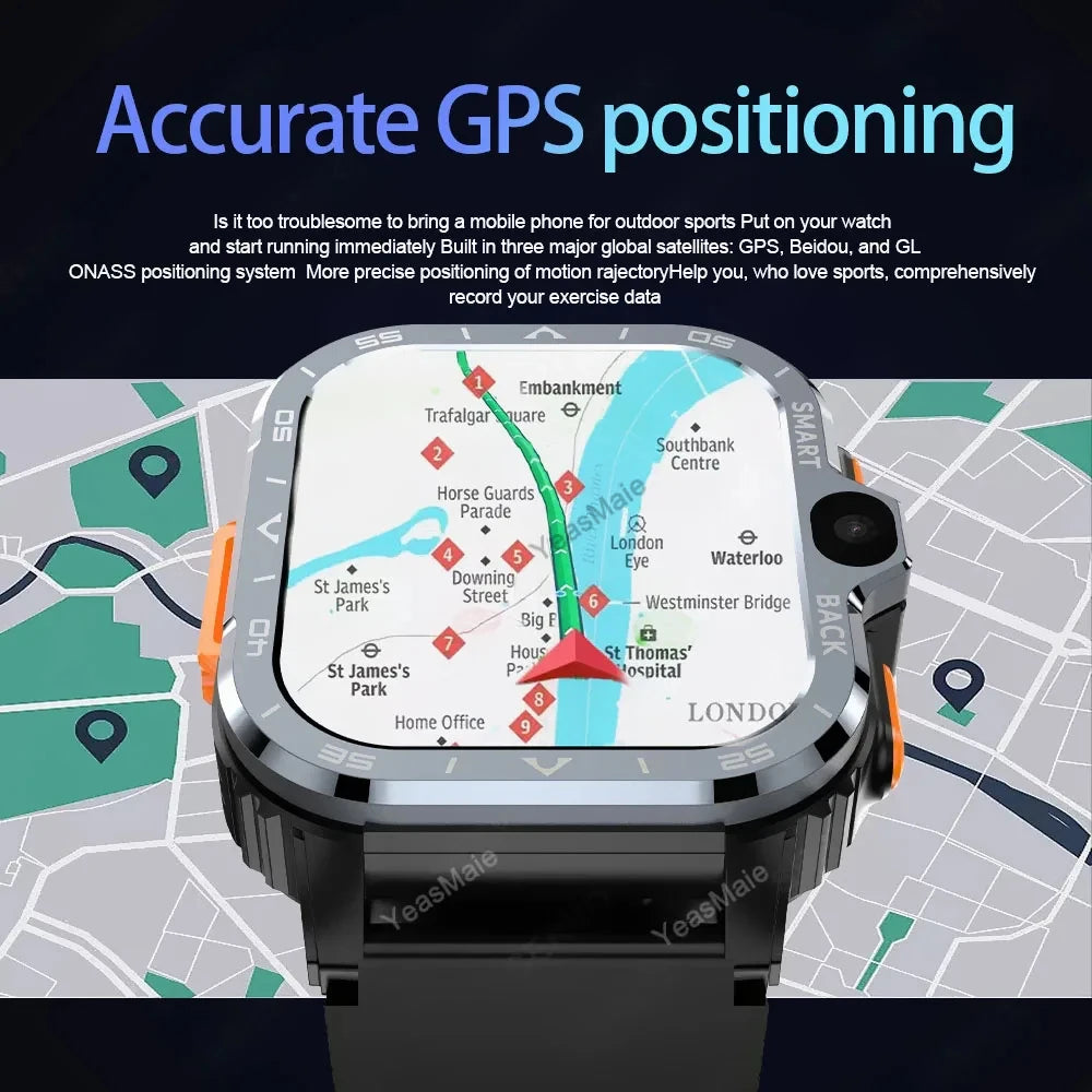 PGD SmartWatch 4G LTE GPS Wifi SIM Card NFC Dual Camera Rugged 16/64G ROM Storage Google Play Heart Rate Android Smart Watch Men