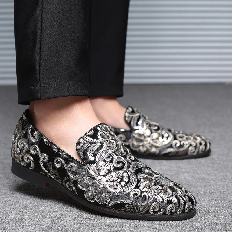 Designer Men's Dress Shoes Luxury Embroidery Men Loafers Italian Brand Wedding Shoes Fashion Party Shoes for Men Oxford Shoe New