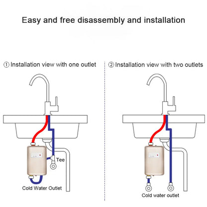 Electric Tankless Water Heater 110V/220V Instantaneous Water Boiler IPX4 Waterproof 0.04Pa for Shower/Bathroom/Kitchen Washing